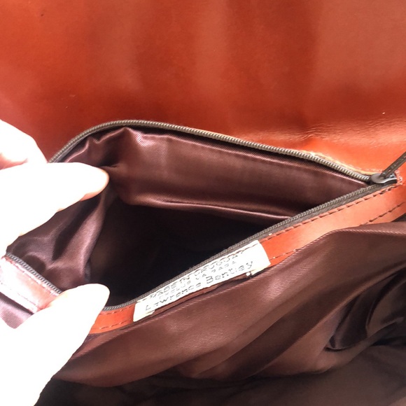 Lawrence Bentley Leather Clutch Terra-cotta suede detail. Chic, classic stylish - Picture 7 of 15